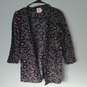 Stylish Kids' Animal Print Blazer in Pink and Black